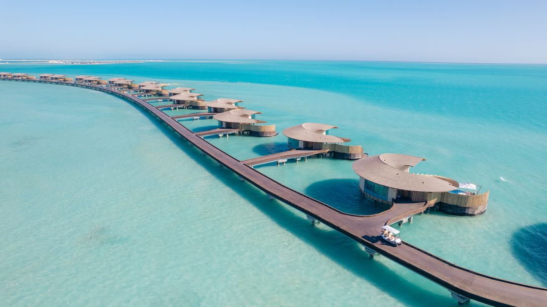 The St. Regis Red Sea Resort is located on Ummahat Island, The Red Sea, Saudi Arabia